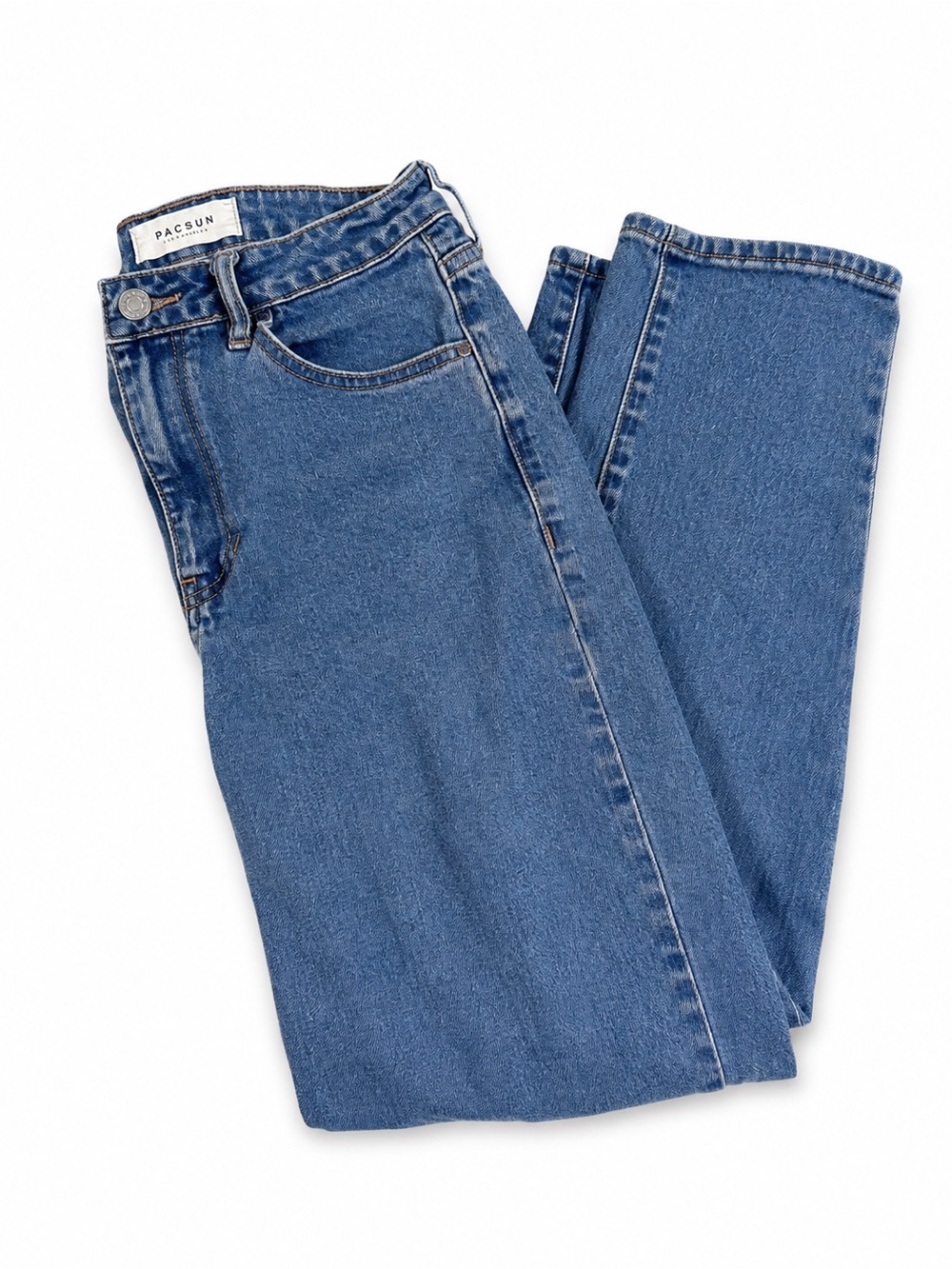 PacSun Classic High-Rise Straight Leg Mom Jeans - Blue Wash